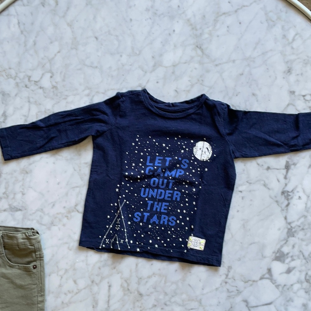Long sleeve boys 12 months egg New York blue shirt.